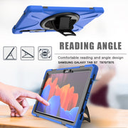 For Samsung Galaxy Tab S9 / Galaxy Tab S8 / Galaxy Tab S7 (2020) T870 Shockproof Colorful Silicone + PC Protective Case with Holder & Shoulder Strap & Hand Strap & Pen Slot(Blue)