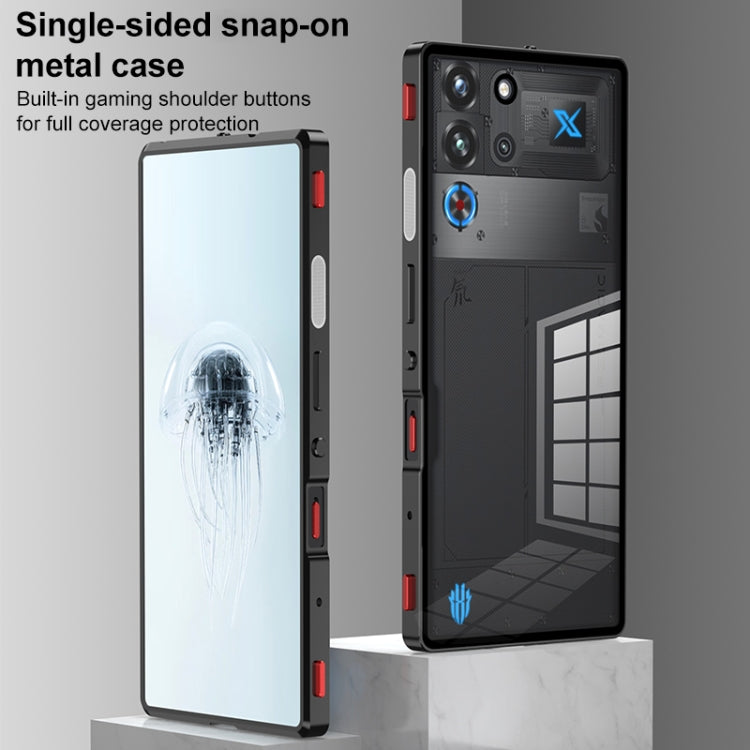 For ZTE nubia Red Magic 10 Pro / 10 Pro+ Snap Buckle Metal Frame Glass Back Panel Phone Case(Silver)