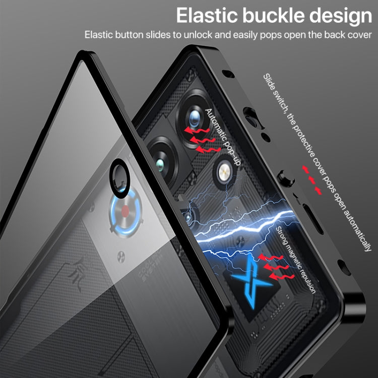 For ZTE nubia Red Magic 10 Pro / 10 Pro+ Snap Buckle Metal Frame Glass Back Panel Phone Case(Gold)