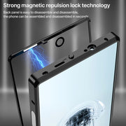 For ZTE nubia Red Magic 10 Pro / 10 Pro+ Snap Buckle Metal Frame Glass Back Panel Phone Case(Sierra Blue)