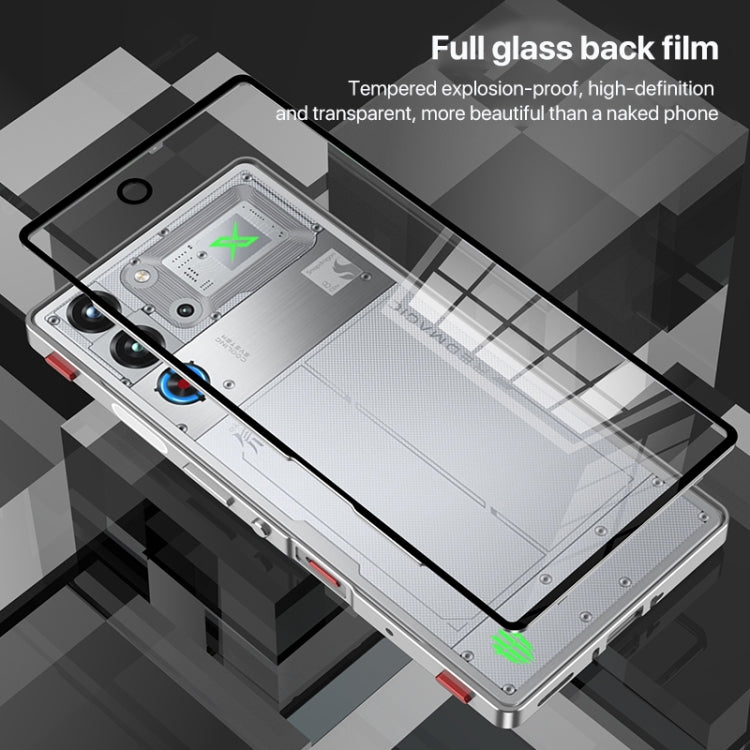 For ZTE nubia Red Magic 10 Pro / 10 Pro+ Snap Buckle Metal Frame Glass Back Panel Phone Case(Sierra Blue)