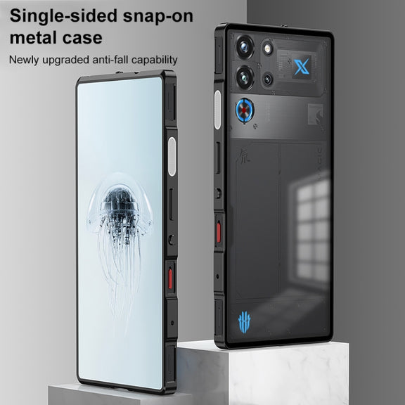 For ZTE nubia Red Magic 10 Pro / 10 Pro+ Snap Buckle Metal Frame Frosted Phone Case(Space Black)