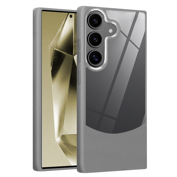 For Samsung Galaxy S25+ 5G Litchi Texture TPU Hybrid Acrylic Phone Case(Grey)