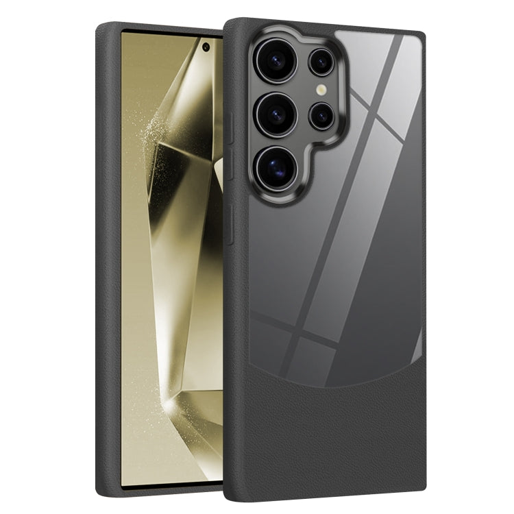 For Samsung Galaxy S25 Ultra 5G Litchi Texture TPU Hybrid Acrylic Phone Case(Black)