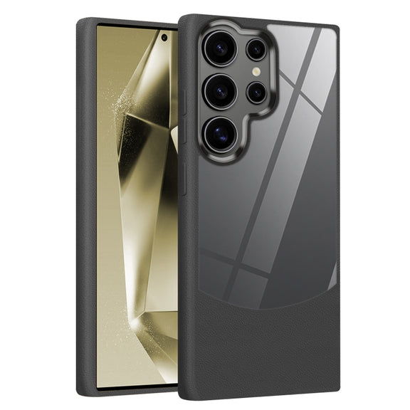 For Samsung Galaxy S25 Ultra 5G Litchi Texture TPU Hybrid Acrylic Phone Case(Black)