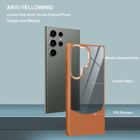 For Samsung Galaxy S25+ 5G Litchi Texture TPU Hybrid Acrylic Phone Case(Grey)