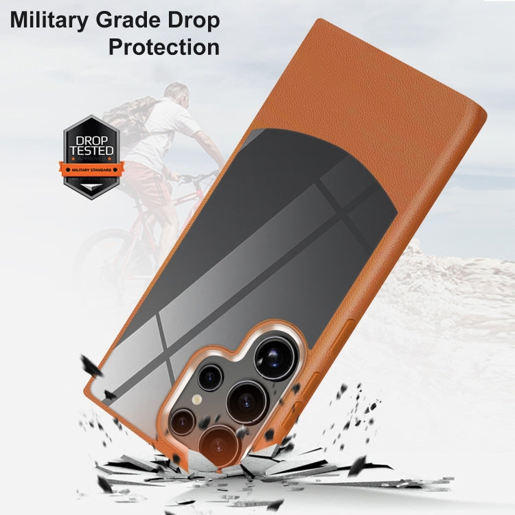 For Samsung Galaxy S25+ 5G Litchi Texture TPU Hybrid Acrylic Phone Case(Grey)