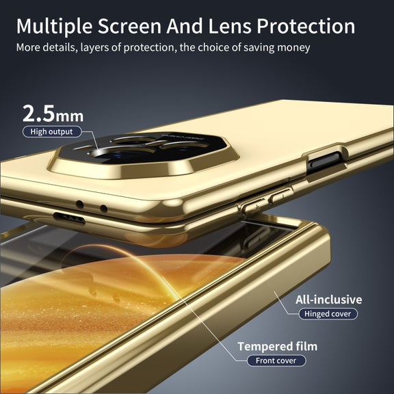 For Honor Magic V3 Integrated AG Frosted Vacuum Plating Phone Case(Gold)