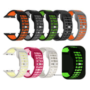For Apple Watch 46mm / 49mm / 45mm / 44mm Single Nail Dual-Color Multi-hole Silicone Watch Band(Warm Gray Yellow)