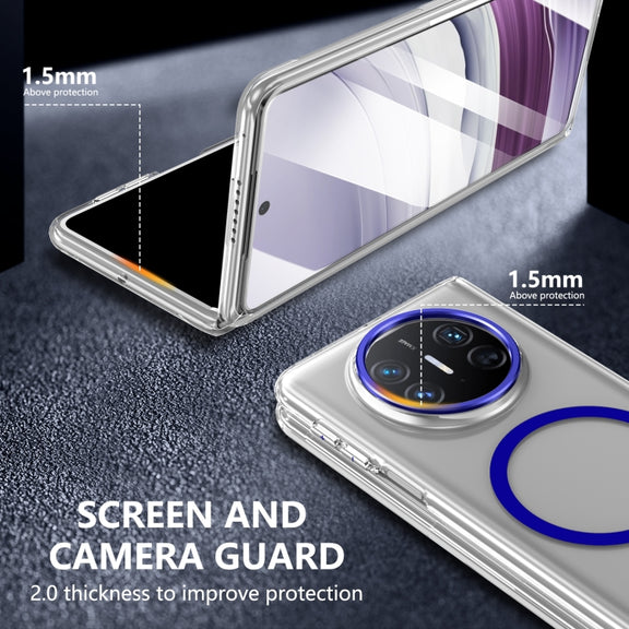 For Huawei Mate X3 lce Folding Series MagSafe Integrated Clear PC Phone Case(Royal Blue)