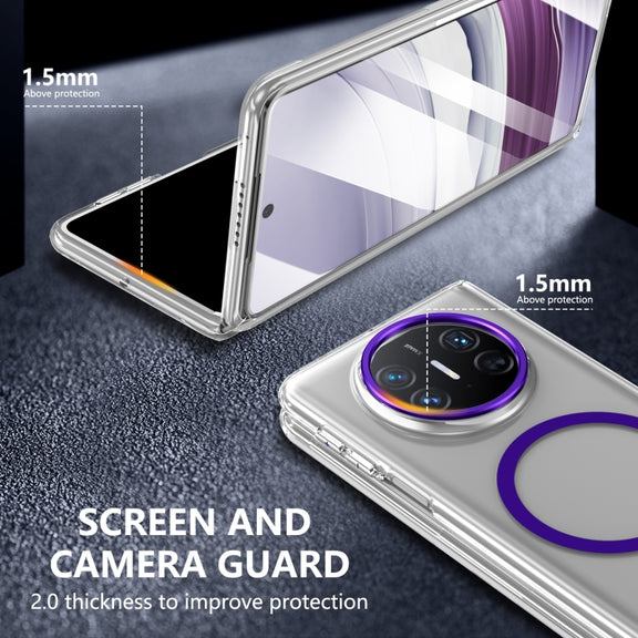 For Huawei Mate X3 lce Folding Series MagSafe Integrated Clear PC Phone Case(Purple)
