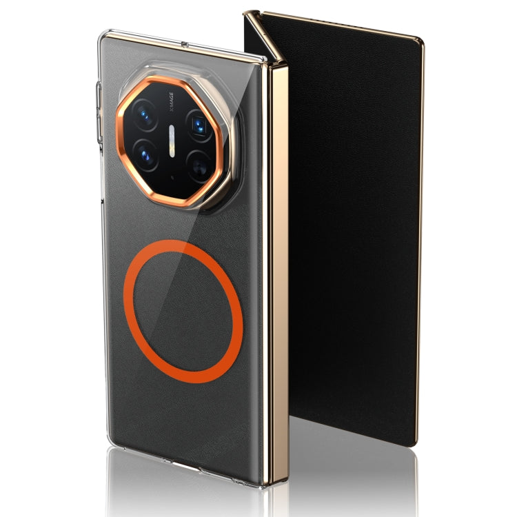 For Huawei Mate XT Ultimate Design lce Folding Series MagSafe Integrated Clear PC Phone Case(Orange)