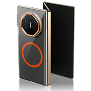 For Huawei Mate XT Ultimate Design lce Folding Series MagSafe Integrated Clear PC Phone Case(Orange)