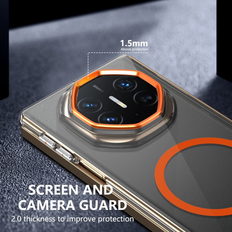 For Huawei Mate XT Ultimate Design lce Folding Series MagSafe Integrated Clear PC Phone Case(Orange)