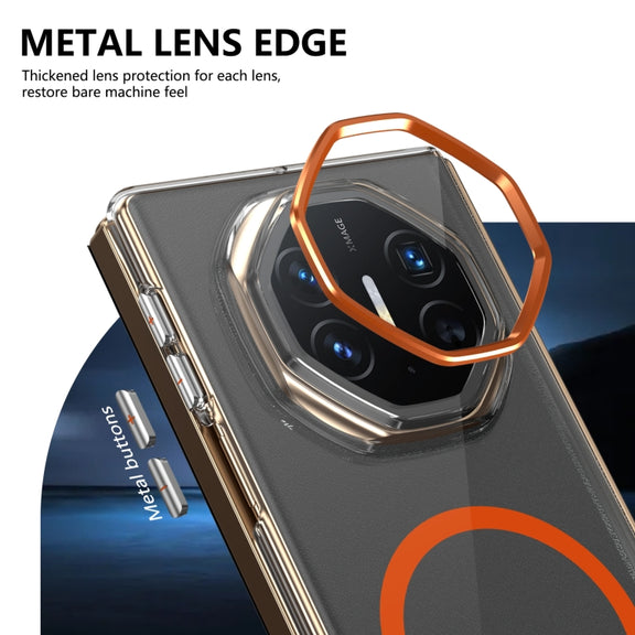 For Huawei Mate XT Ultimate Design lce Folding Series MagSafe Integrated Clear PC Phone Case(Orange)