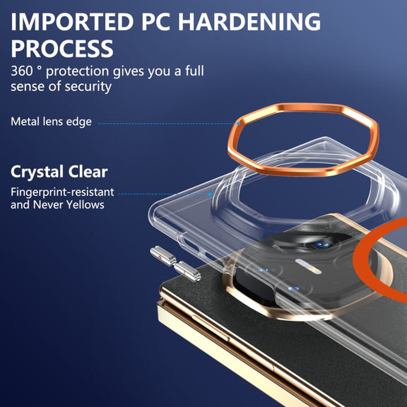 For Huawei Mate XT Ultimate Design lce Folding Series MagSafe Integrated Clear PC Phone Case(Orange)