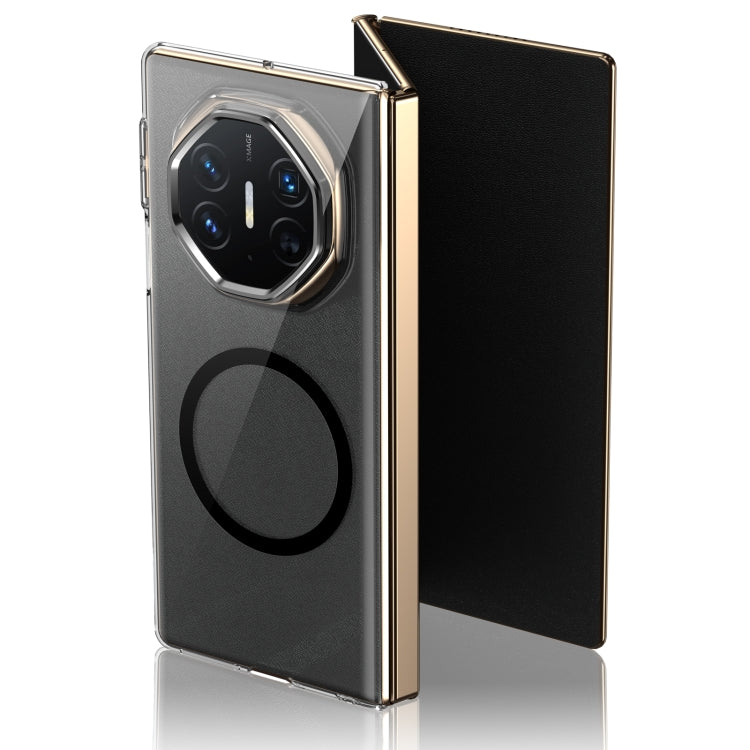 For Huawei Mate XT Ultimate Design lce Folding Series MagSafe Integrated Clear PC Phone Case(Black)