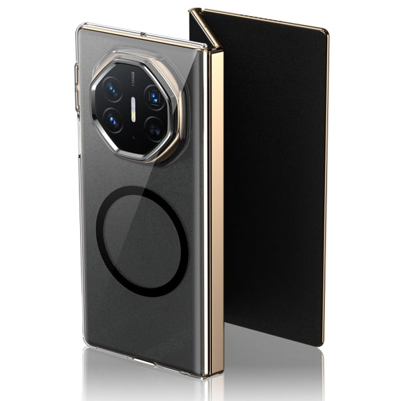 For Huawei Mate XT Ultimate Design lce Folding Series MagSafe Integrated Clear PC Phone Case(Black)