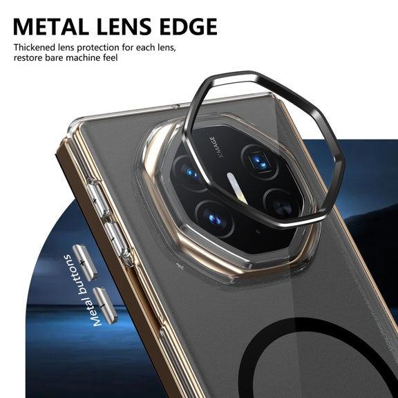 For Huawei Mate XT Ultimate Design lce Folding Series MagSafe Integrated Clear PC Phone Case(Black)