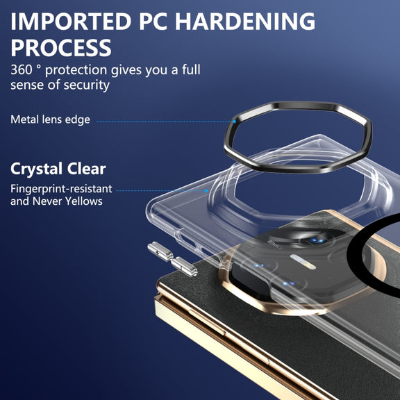 For Huawei Mate XT Ultimate Design lce Folding Series MagSafe Integrated Clear PC Phone Case(Black)