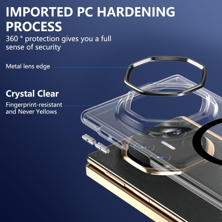 For Huawei Mate XT Ultimate Design lce Folding Series MagSafe Integrated Clear PC Phone Case(Black)