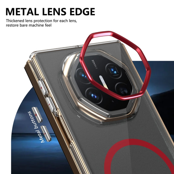 For Huawei Mate XT Ultimate Design lce Folding Series MagSafe Integrated Clear PC Phone Case(Red)