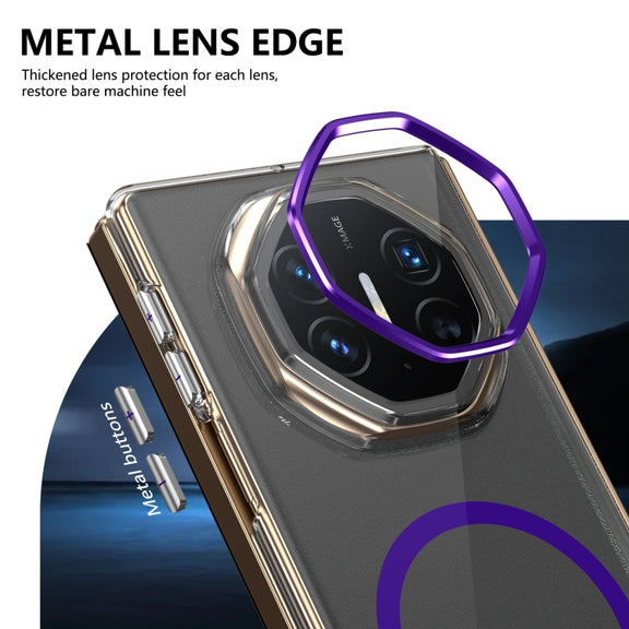 For Huawei Mate XT Ultimate Design lce Folding Series MagSafe Integrated Clear PC Phone Case(Purple)