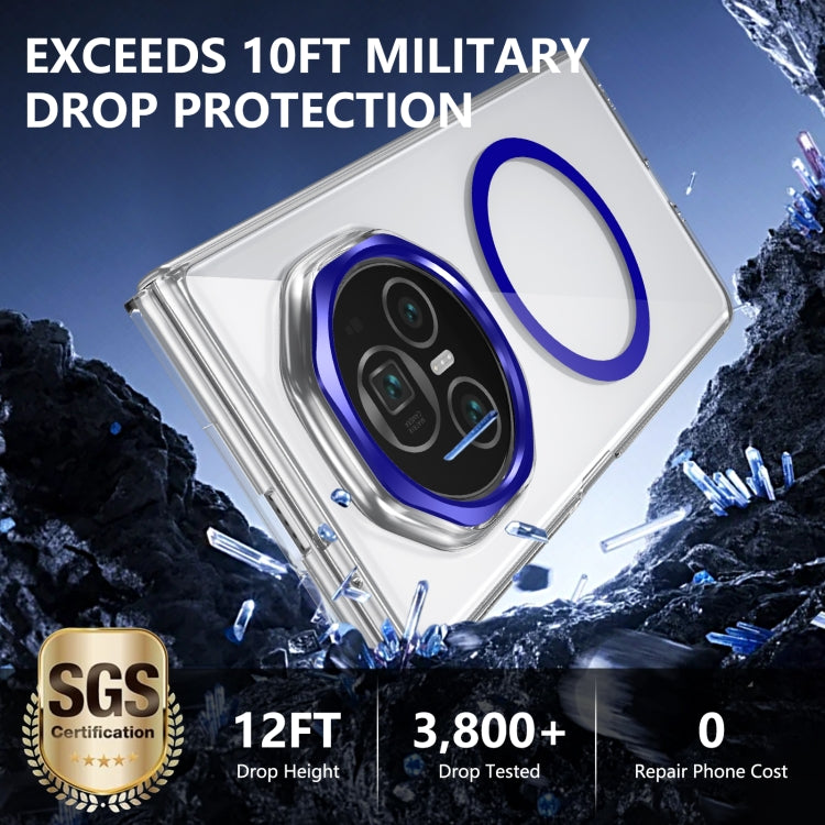 For Honor Magic V3 lce Folding Series MagSafe Integrated Clear PC Phone Case(Royal Blue)
