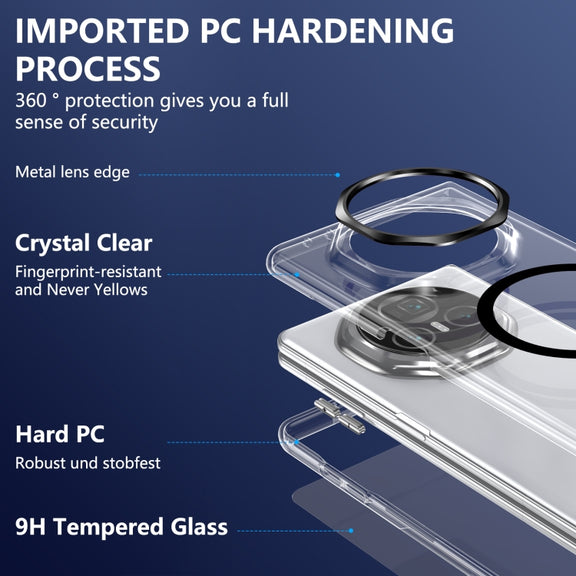 For Honor Magic V3 lce Folding Series MagSafe Integrated Clear PC Phone Case(Black)