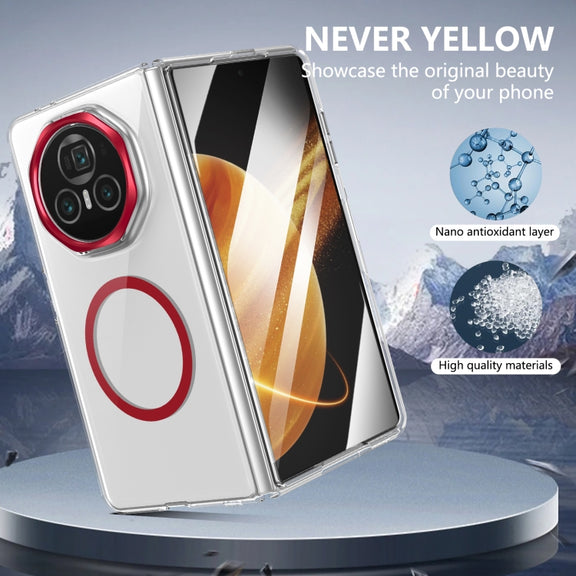 For Honor Magic V3 lce Folding Series MagSafe Integrated Clear PC Phone Case(Red)