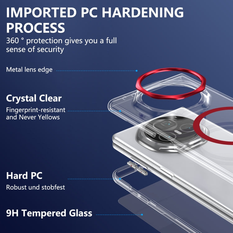 For Honor Magic V3 lce Folding Series MagSafe Integrated Clear PC Phone Case(Red)