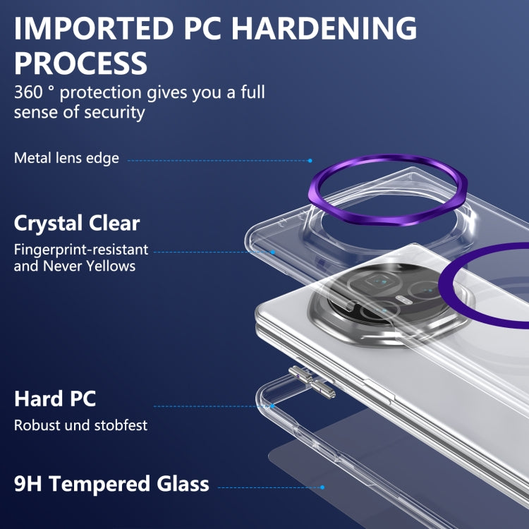 For Honor Magic V3 lce Folding Series MagSafe Integrated Clear PC Phone Case(Purple)