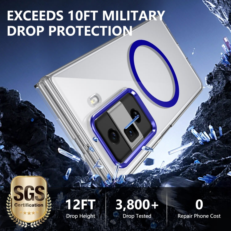 For Honor Magic Vs3 lce Folding Series MagSafe Integrated Clear PC Phone Case(Royal Blue)