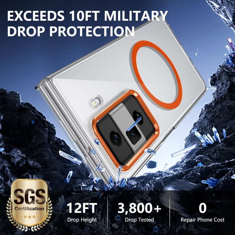 For Honor Magic Vs3 lce Folding Series MagSafe Integrated Clear PC Phone Case(Orange)