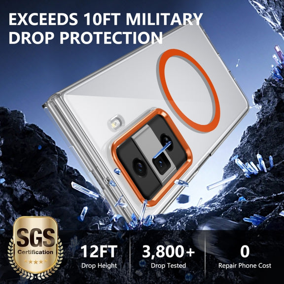 For Honor Magic Vs3 lce Folding Series MagSafe Integrated Clear PC Phone Case(Orange)