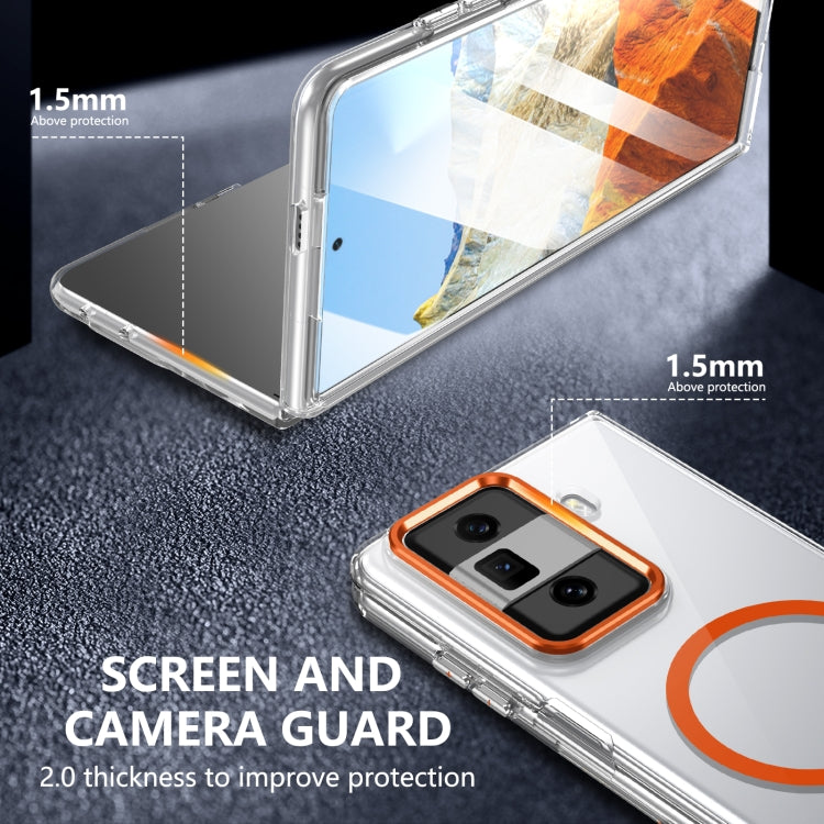 For Honor Magic Vs3 lce Folding Series MagSafe Integrated Clear PC Phone Case(Orange)