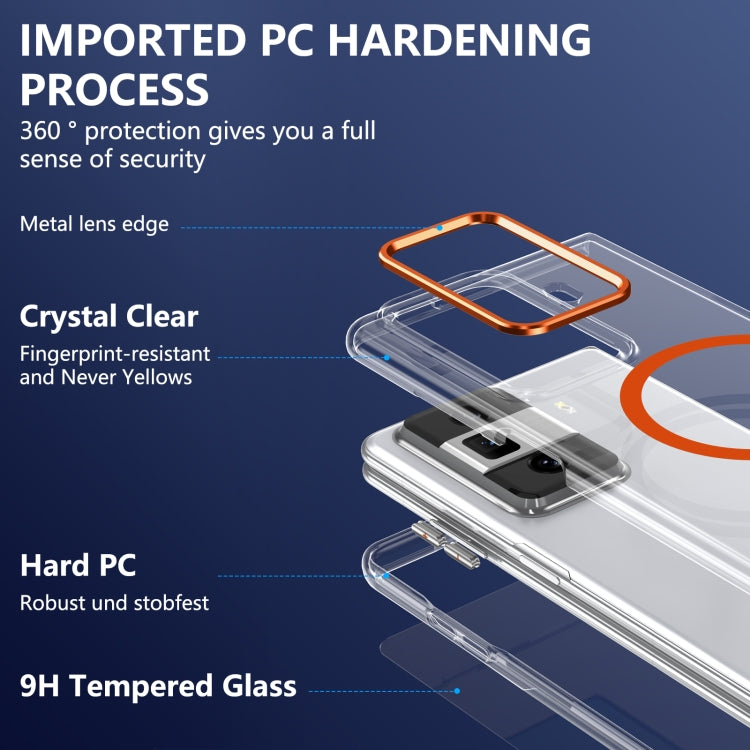For Honor Magic Vs3 lce Folding Series MagSafe Integrated Clear PC Phone Case(Orange)