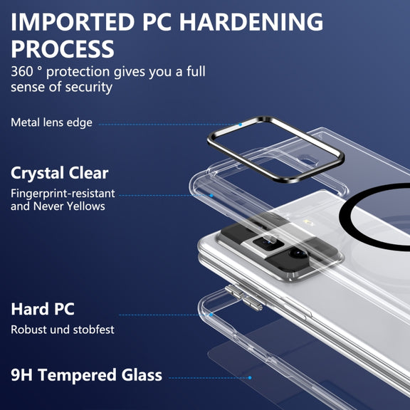 For Honor Magic Vs3 lce Folding Series MagSafe Integrated Clear PC Phone Case(Black)