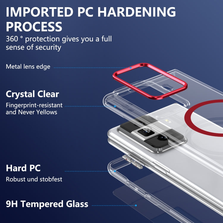 For Honor Magic Vs3 lce Folding Series MagSafe Integrated Clear PC Phone Case(Red)