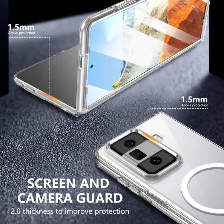 For Honor Magic Vs3 lce Folding Series MagSafe Integrated Clear PC Phone Case(Silver)