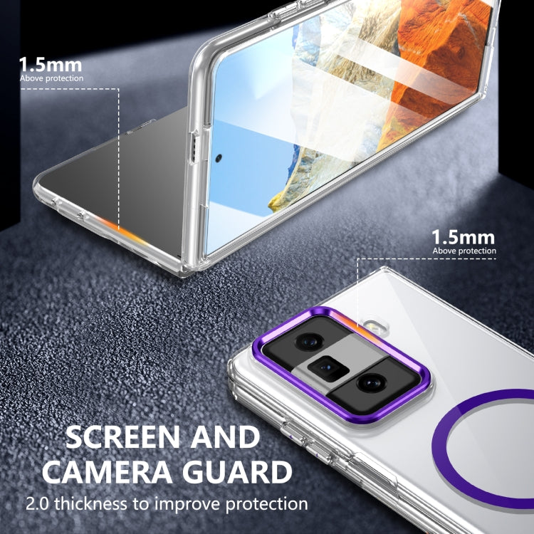 For Honor Magic Vs3 lce Folding Series MagSafe Integrated Clear PC Phone Case(Purple)