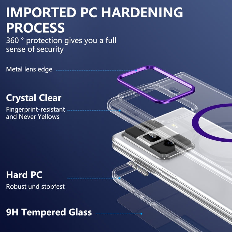 For Honor Magic Vs3 lce Folding Series MagSafe Integrated Clear PC Phone Case(Purple)