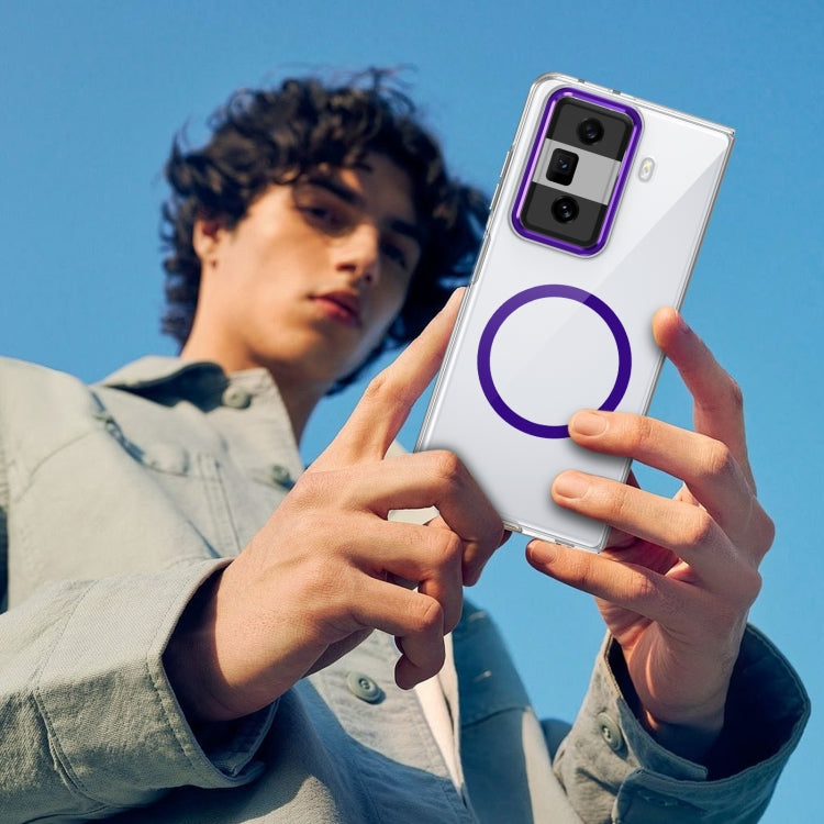 For Honor Magic Vs3 lce Folding Series MagSafe Integrated Clear PC Phone Case(Purple)