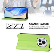 For Honor Magic6 Pro Global RC01 Dual-Folded Magnetic Suction RFID Leather Phone Case(Grass Green)
