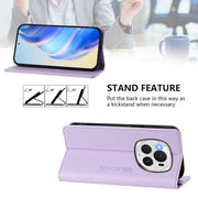 For Honor Magic6 Pro Global RC01 Dual-Folded Magnetic Suction RFID Leather Phone Case(Light Purple)