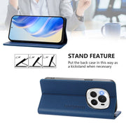 For Honor Magic6 Pro Global RC01 Dual-Folded Magnetic Suction RFID Leather Phone Case(Dark Blue)