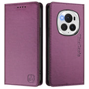 For Honor Magic6 Pro Global RC01 Dual-Folded Magnetic Suction RFID Leather Phone Case(Violet)