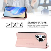 For Huawei Pura 70 RC01 Dual-Folded Magnetic Suction RFID Leather Phone Case(Pink)