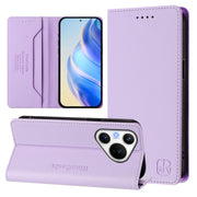 For Huawei Pura 70 RC01 Dual-Folded Magnetic Suction RFID Leather Phone Case(Light Purple)