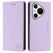For Huawei Pura 70 RC01 Dual-Folded Magnetic Suction RFID Leather Phone Case(Light Purple)